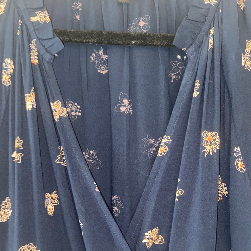 Madewell Boho Navy Floral Long-Sleeve Maxi Dress Woman’s XS - Picture 4 of 7